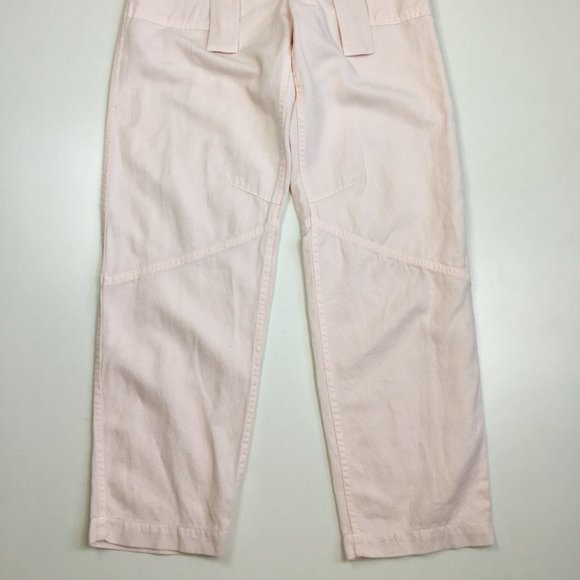 NWT A.L.C Pink Italian Linen Blend Belted High Waist Tapered Leg Soft Jeans - Picture 7 of 12